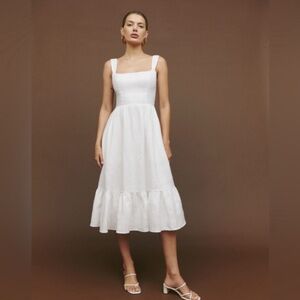 Reformation Bucatini Linen Dress White - Size 8